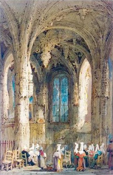 The Interior Of A Cathedral Oil Painting by Samuel Prout