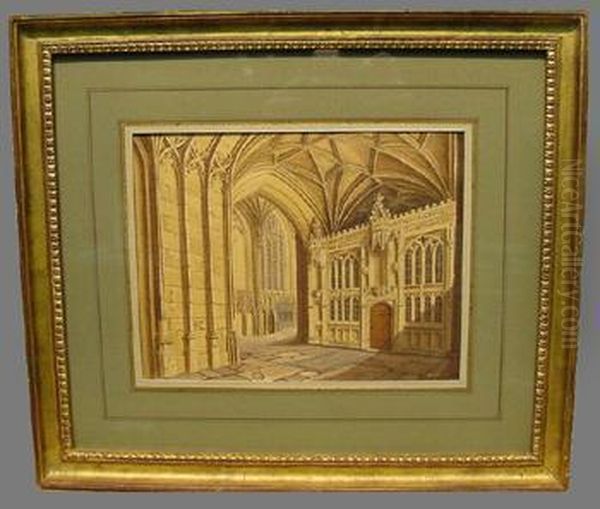 Cathedral Interior Oil Painting by Samuel Prout