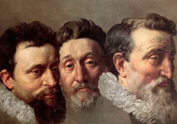 Head Studies of Three French Magistrates 1610 Oil Painting by Frans Pourbus the younger