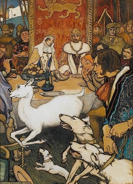 King Arthurs Wedding Feast Oil Painting by Arthur Rackham