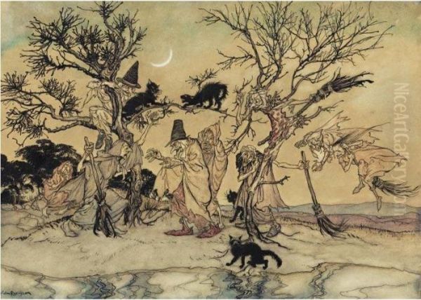 The Witches' Sabbath Oil Painting by Arthur Rackham