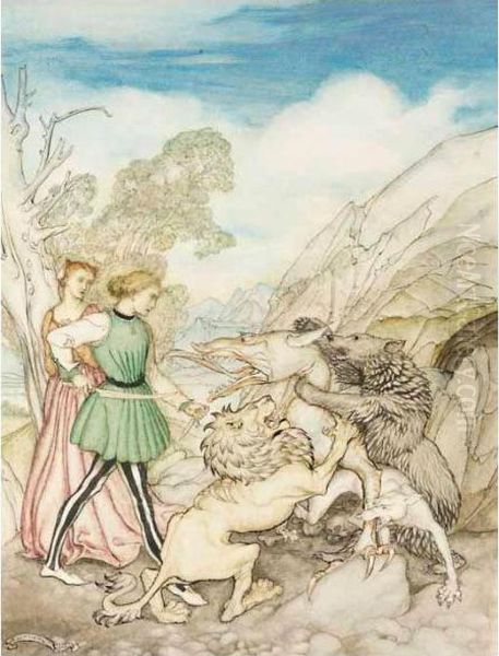 Cesarino And The Dragon by Arthur Rackham