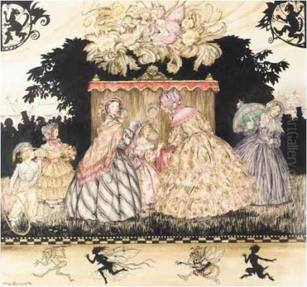 The Peepshow Oil Painting by Arthur Rackham