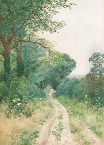 A Sussex Lane Oil Painting by Arthur Rackham