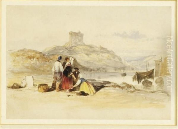 Unloading The Catch Oil Painting by Thomas Miles Richardson