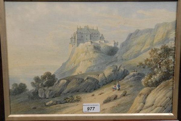 Sterling Castle From The Hillside Oil Painting by Thomas Miles Richardson