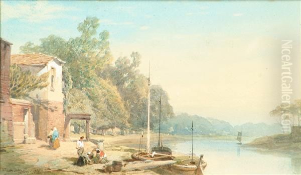 Riverscene Oil Painting by Thomas Miles Richardson