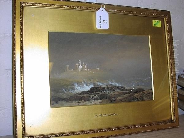 Dunstanborough Castle, Northumberland Oil Painting by Thomas Miles Richardson