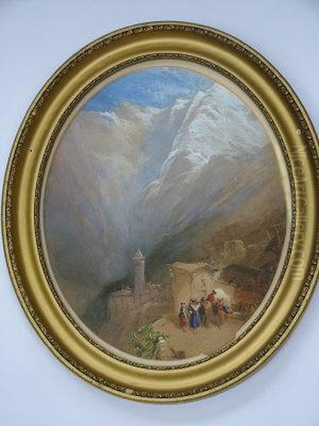 Jnr Rws -- Alpine Scene Oil Painting by Thomas Miles Richardson