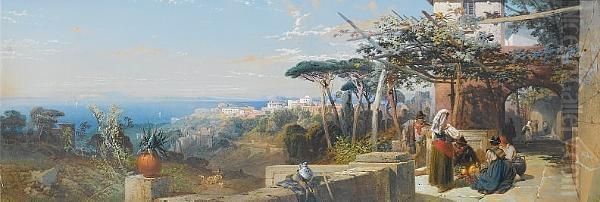 View At Puzzuoli, Near Naples Oil Painting by Thomas Miles Richardson