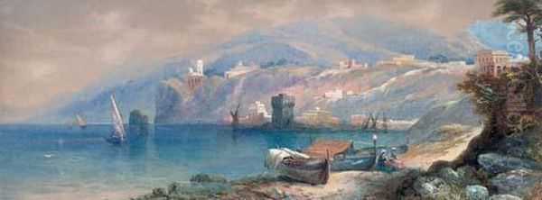 On The Northern Italian Coast Oil Painting by Thomas Miles Richardson