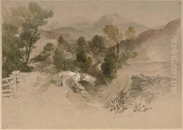 Sketch Of A Highland Valley Oil Painting by Thomas Miles Richardson