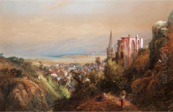 Bacharach, On The Rhine Oil Painting by Thomas Miles Richardson