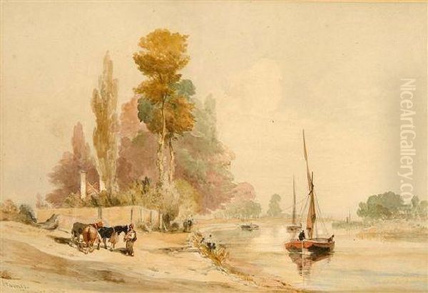 The Thames At Staines Oil Painting by Thomas Miles Richardson