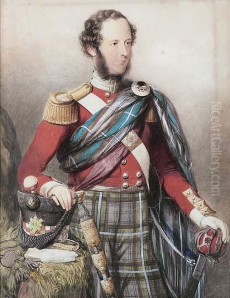 Portrait Of A Clan Chief, Quarter Length In Highland Dress Oil Painting by George Richmond