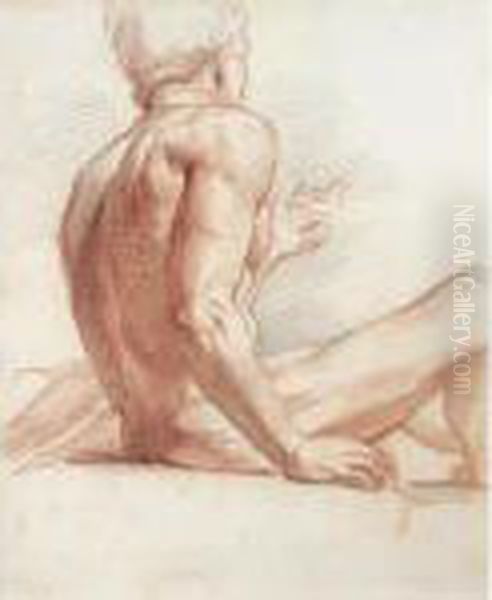 Study Of A Male Nude Oil Painting by George Richmond