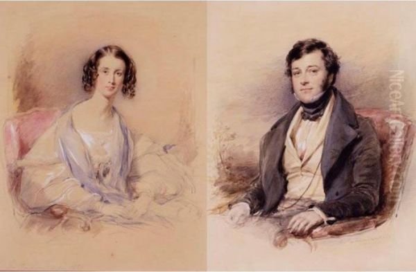 Portraits Of Samuel Bush Toller And Arabella Toller: A Pair Oil Painting by George Richmond