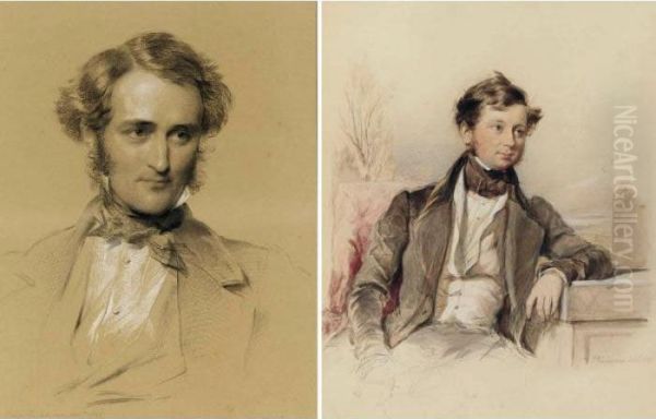 Portraits Of William Benson And A Seated Gentleman: Two Works Oil Painting by George Richmond