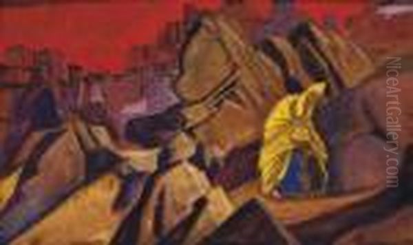 One Who Safeguards Oil Painting by Nicolaj Konstantinov Roerich