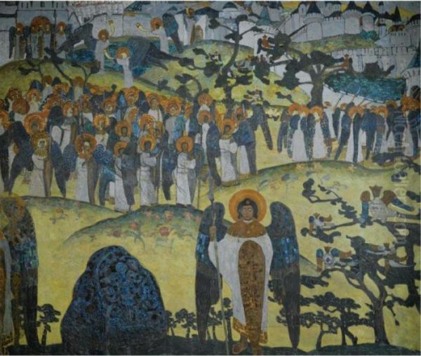 Treasure Of The Angels Oil Painting by Nicolaj Konstantinov Roerich