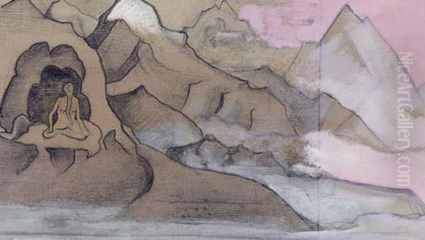 Album Leaf From The Sikkim Sketch Book Oil Painting by Nicolaj Konstantinov Roerich