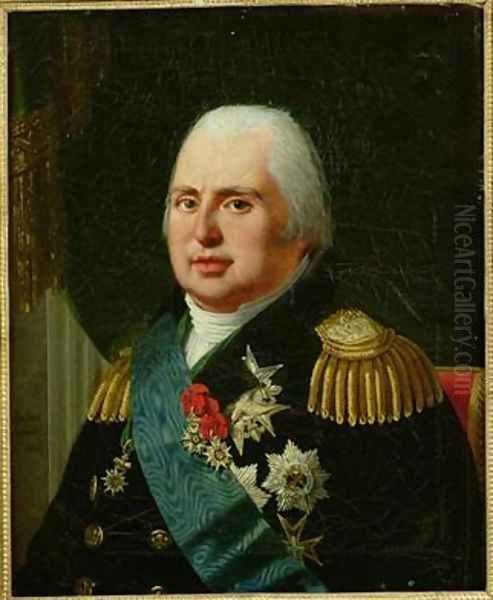 Louis XVIII 1755-1824 Oil Painting by Robert-Jacques-Francois-Faust Lefevre