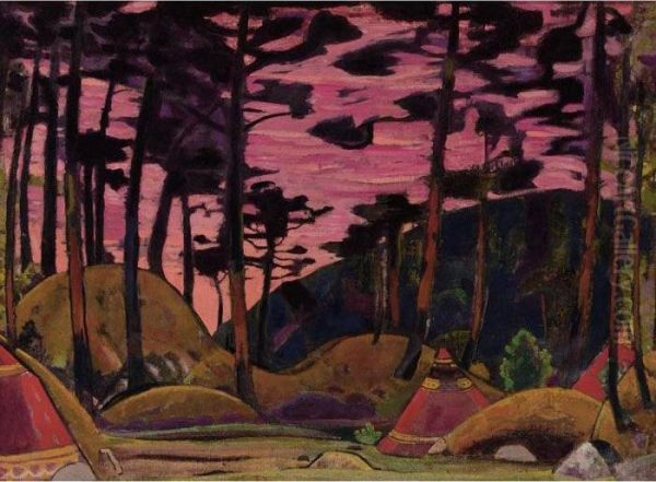 The Sacred Grove, Snegourotchka (the Snow Maiden) Oil Painting by Nicolaj Konstantinov Roerich