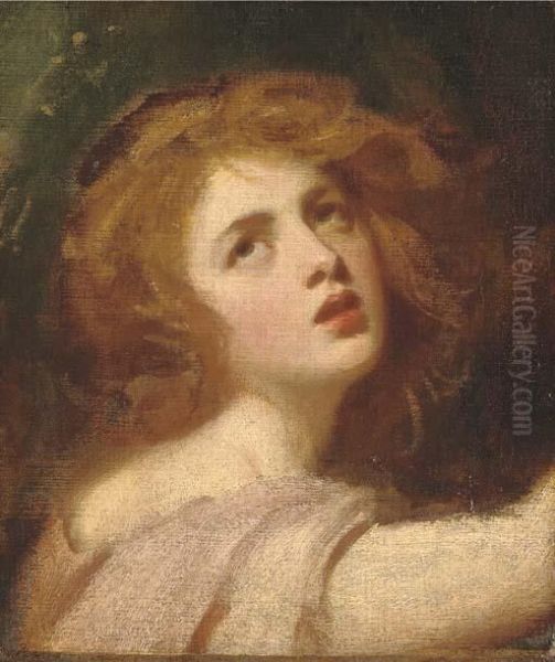 Portrait Of Emma Hamilton As Miranda, Head And Shoulders Oil Painting by George Romney