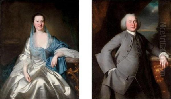 Portrait Of William Gillison Of 
Melling, Lancashire (d.1780); And His Wife, Miriam Gillison Oil Painting by George Romney