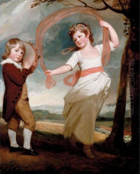 The Cornewall Children Oil Painting by George Romney