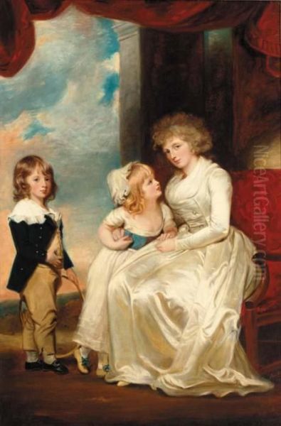 Henrietta, Countess Of Warwick, And Her Children Oil Painting by George Romney