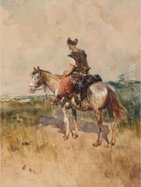 Cossack Oil Painting by Franz Roubaud