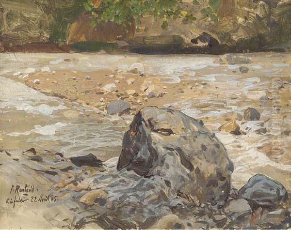 Study Of A Rocky Riverbed Oil Painting by Franz Roubaud