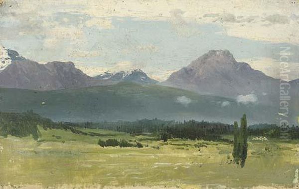 Study Of A Mountainous Landscape Oil Painting by Franz Roubaud