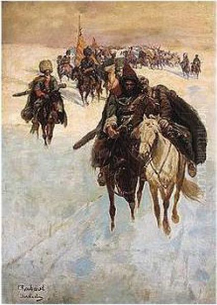 Cossacks After The Battle Oil Painting by Franz Roubaud