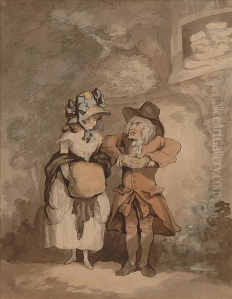 Unwelcomeattentions Oil Painting by Thomas Rowlandson