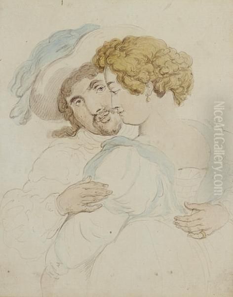 A Modest Denial Oil Painting by Thomas Rowlandson