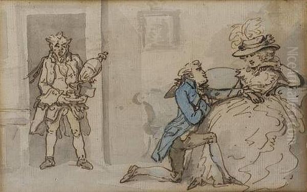 The Earnest Suitor Oil Painting by Thomas Rowlandson