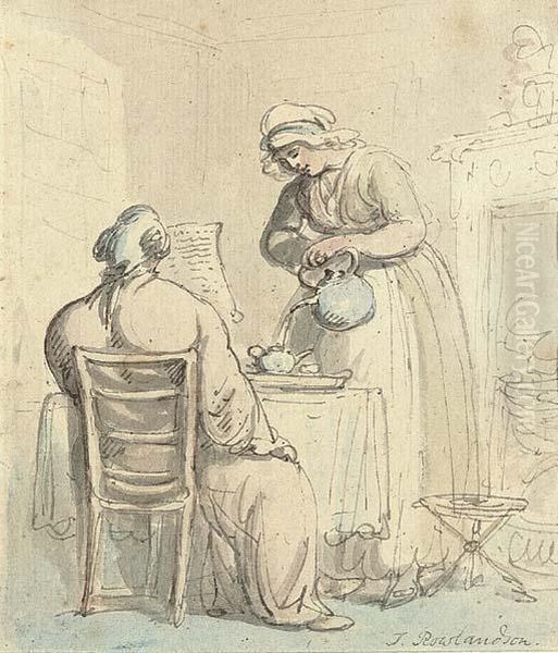 The Bachelor Oil Painting by Thomas Rowlandson