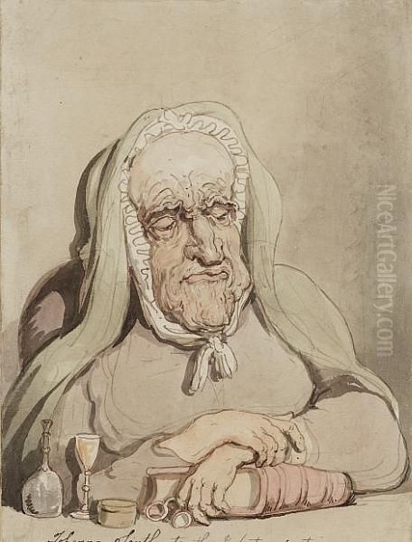 Portrait Of Joanna Southcote Oil Painting by Thomas Rowlandson