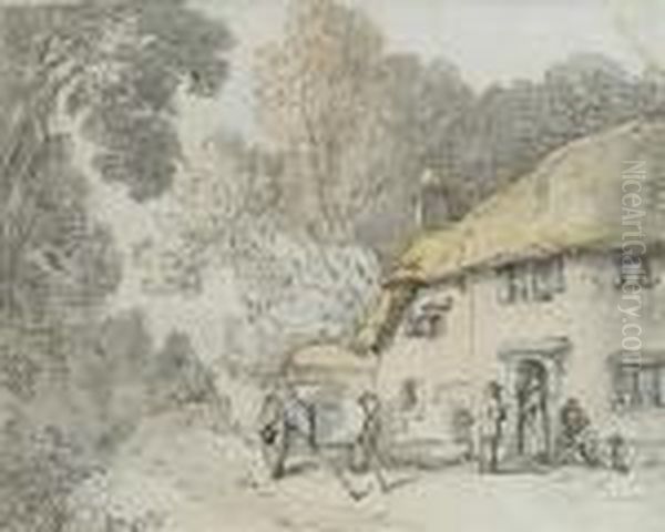 A Village Inn Oil Painting by Thomas Rowlandson