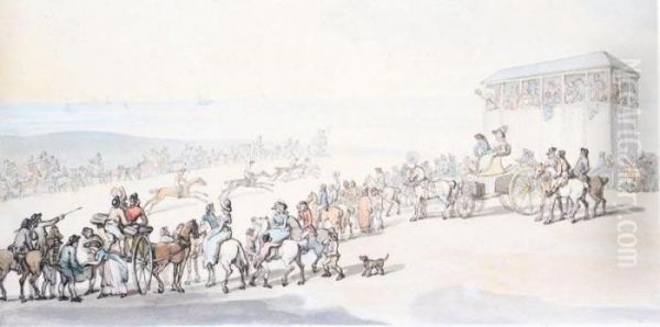 Brighton Races Oil Painting by Thomas Rowlandson