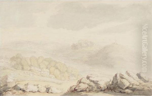 Brent Tor, Devon Oil Painting by Thomas Rowlandson