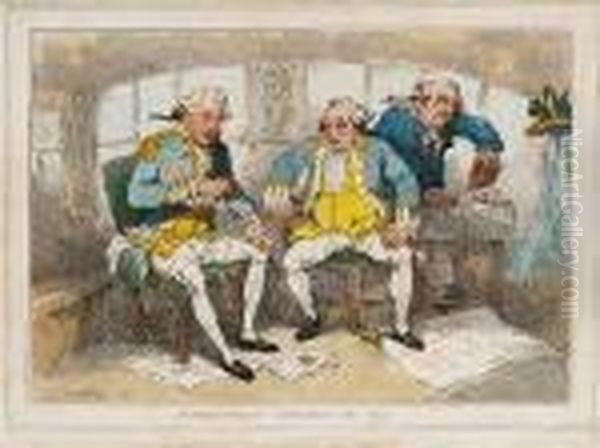 Commanders Engaged At Sea Oil Painting by Thomas Rowlandson