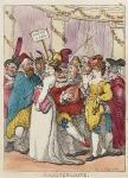 Masquerading Oil Painting by Thomas Rowlandson