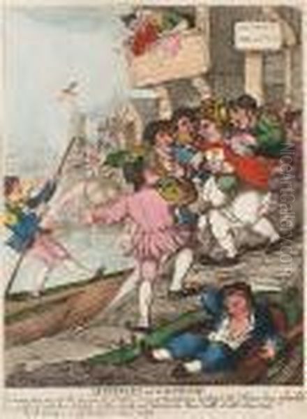 Miseries Of London (wapping Old Stairs) Oil Painting by Thomas Rowlandson