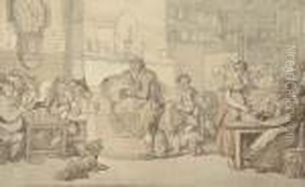 Tavern Scene Oil Painting by Thomas Rowlandson