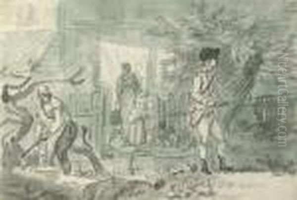 Figures At Bayswater Oil Painting by Paul Sandby