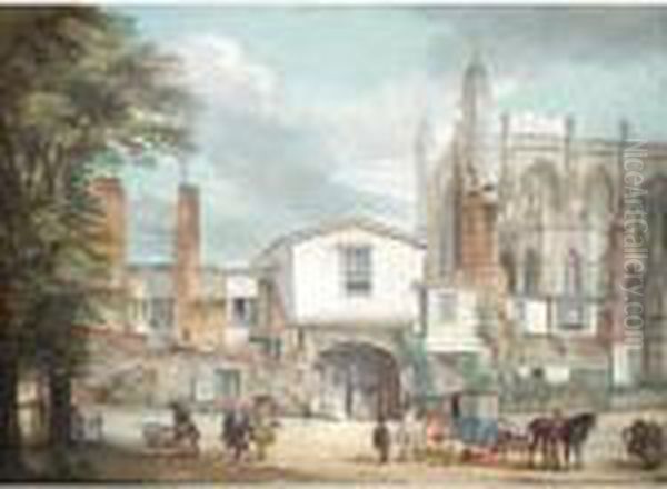 The Entrance To The Horseshoe Cloister With The West End Of St. George's Chapel, Windsor Oil Painting by Paul Sandby