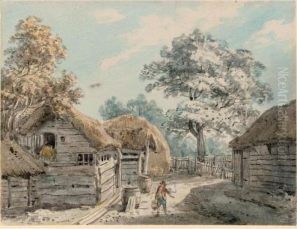 A Farmyard Scene, Near Windsor Oil Painting by Paul Sandby